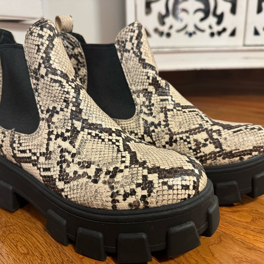 Sam Edelman Snake Print Combat Boots